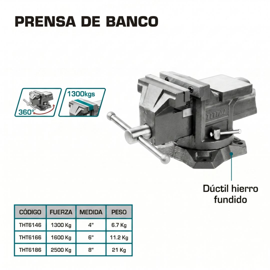 PRENSA DE BANCO 4" 1.300KG GIRATORIA