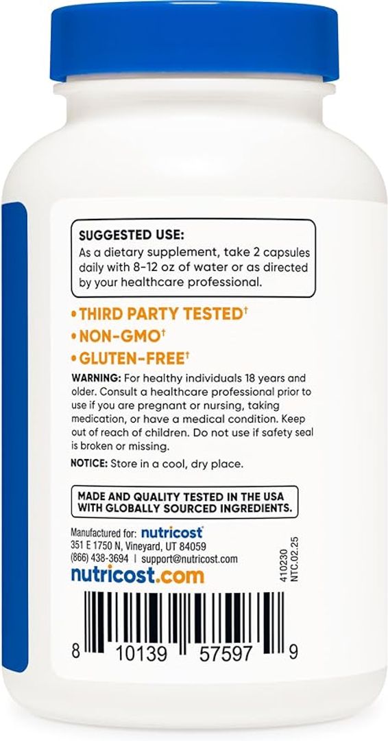 L metionina 1,000 mg 120 cápsulas, 60 porciones Nutricost 