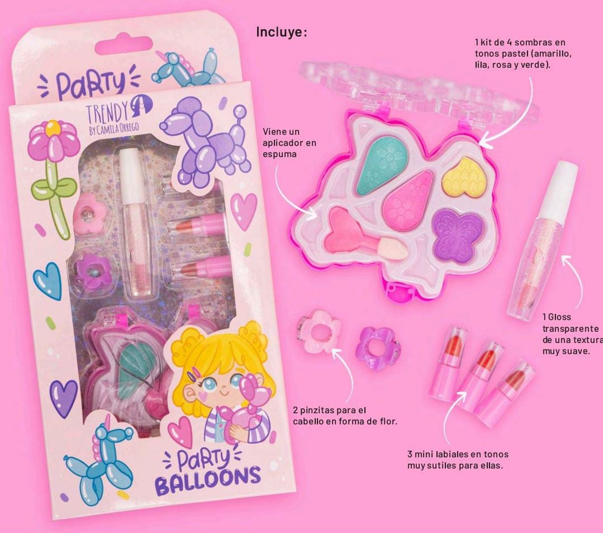 Kit De Maquillaje Para Niñas Party Balloons Ref KPB1850