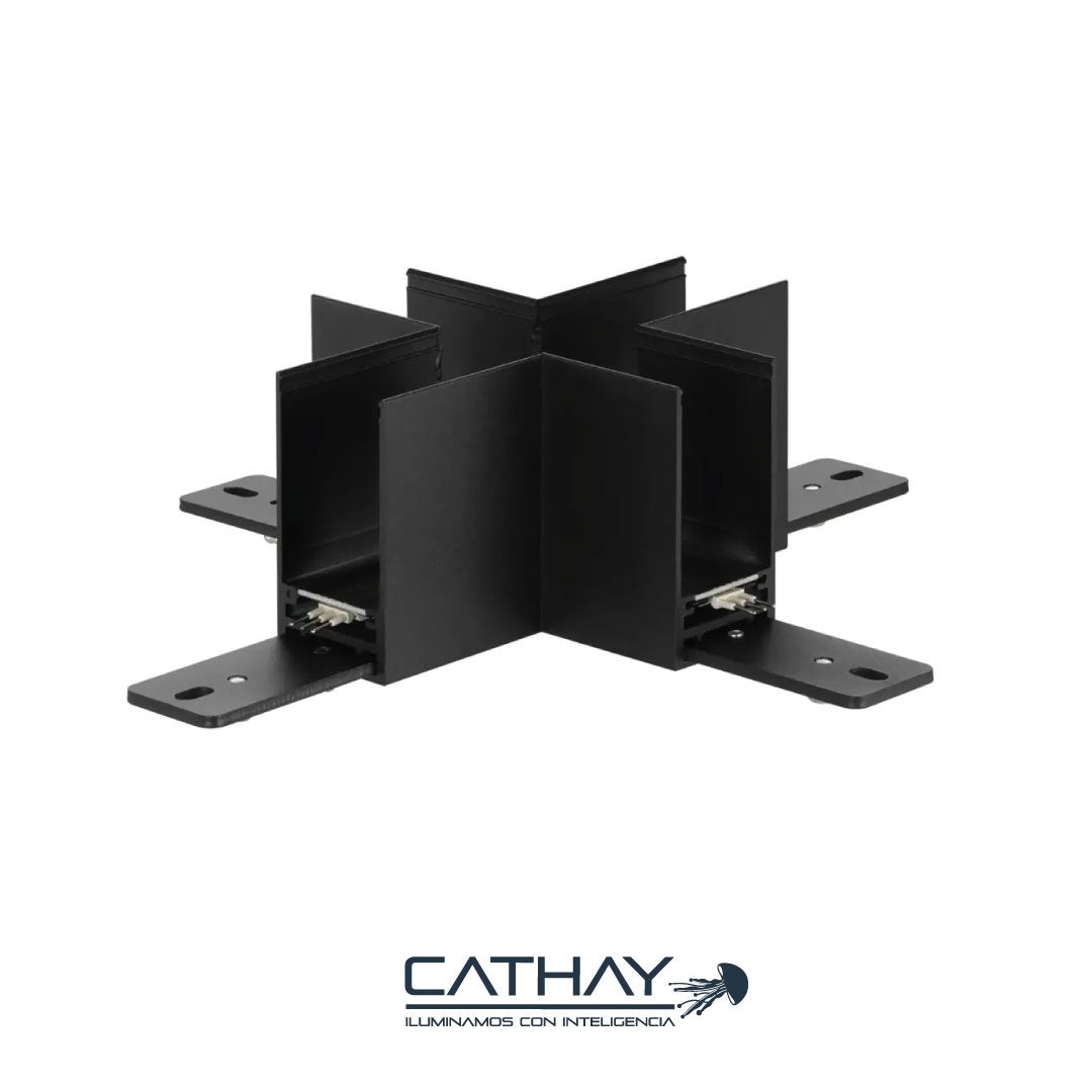 UNION EN X CHASIS NEGRO PARA RIEL MAGNETICO 