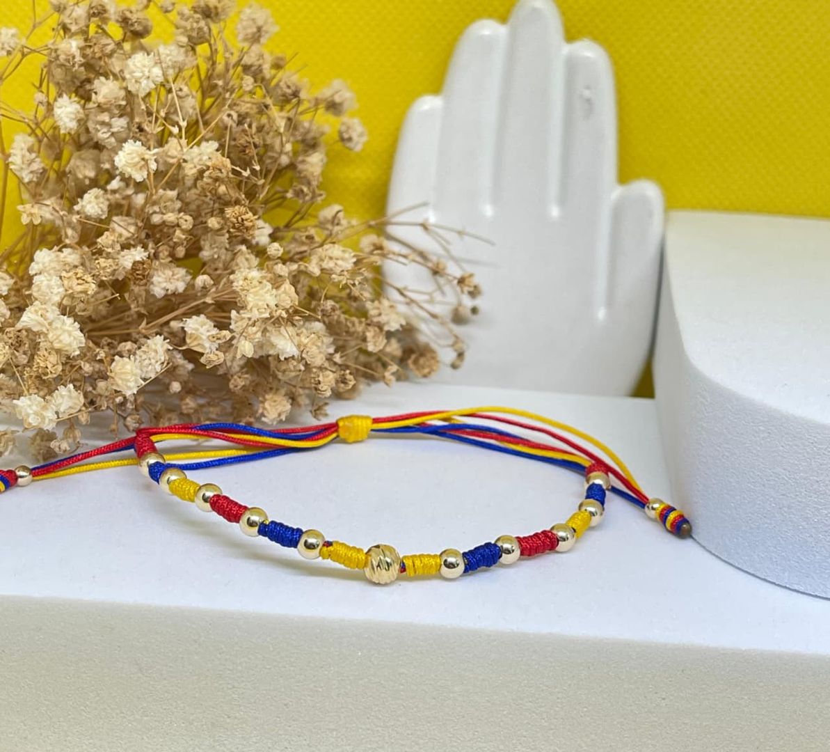 Pulsera Tri-color colombia balin 4mm liso y balin 5mm italy
