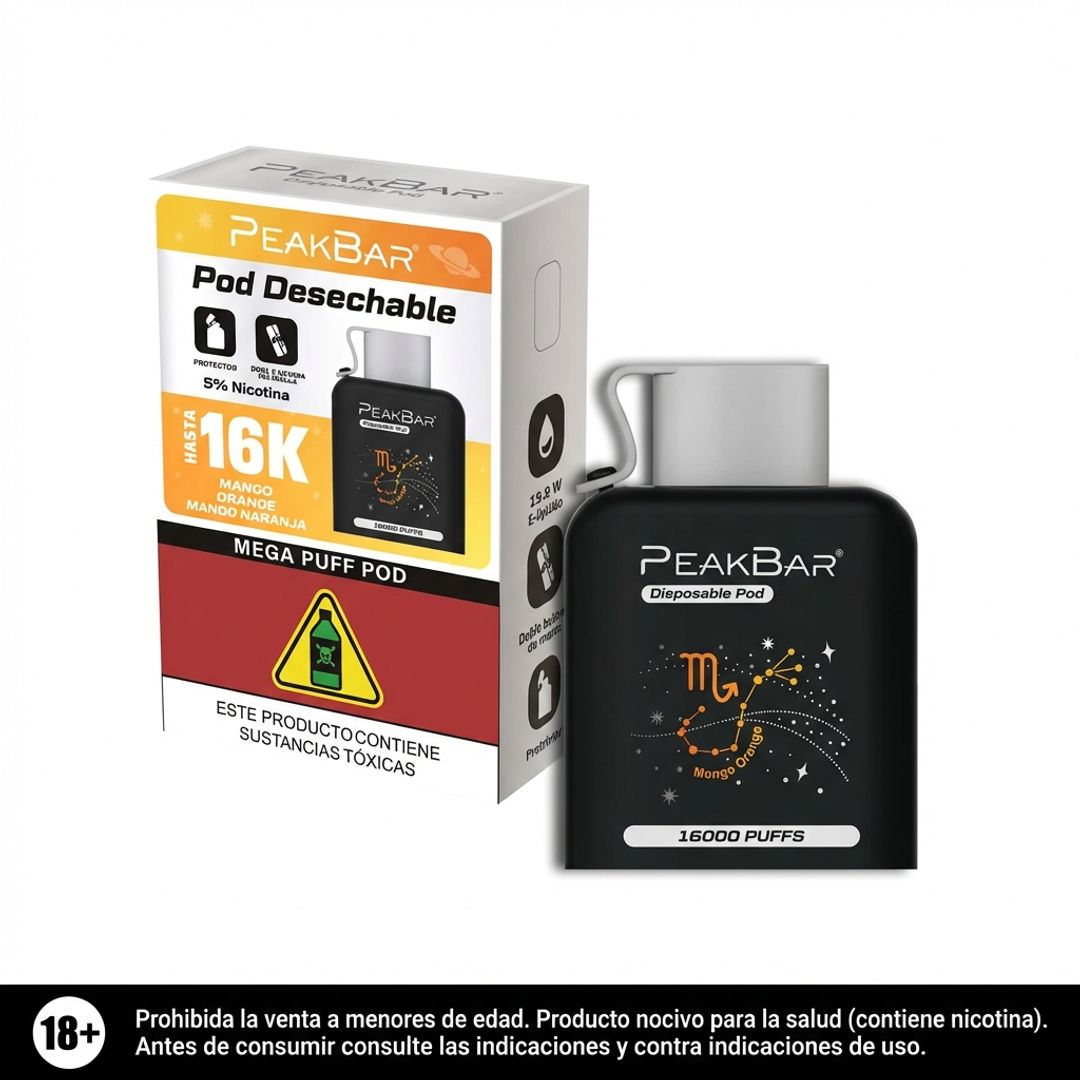 Peak Bar Pod Mango Naranja 16.000 Puffs