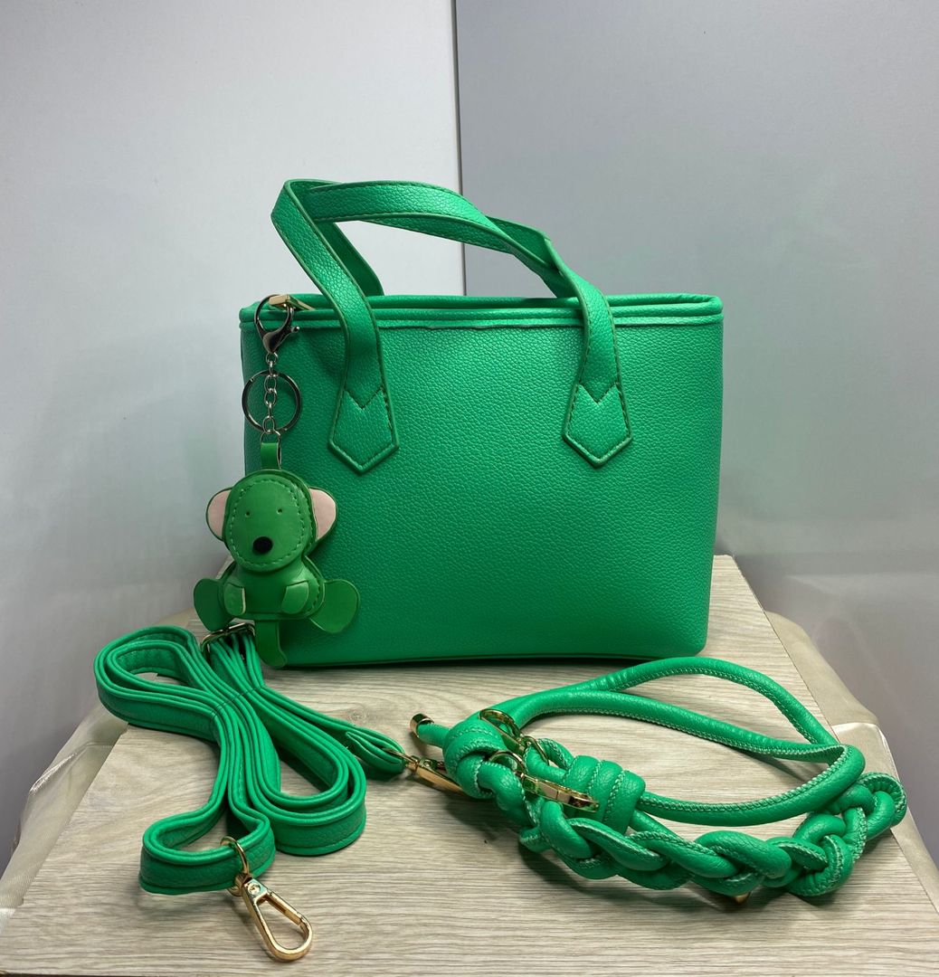Bolso, naranja, blanco y verde 
