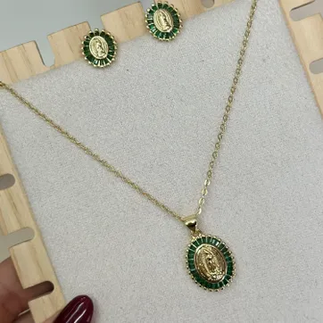 Imagen del producto Set cadena y topo virgen esmeralda 