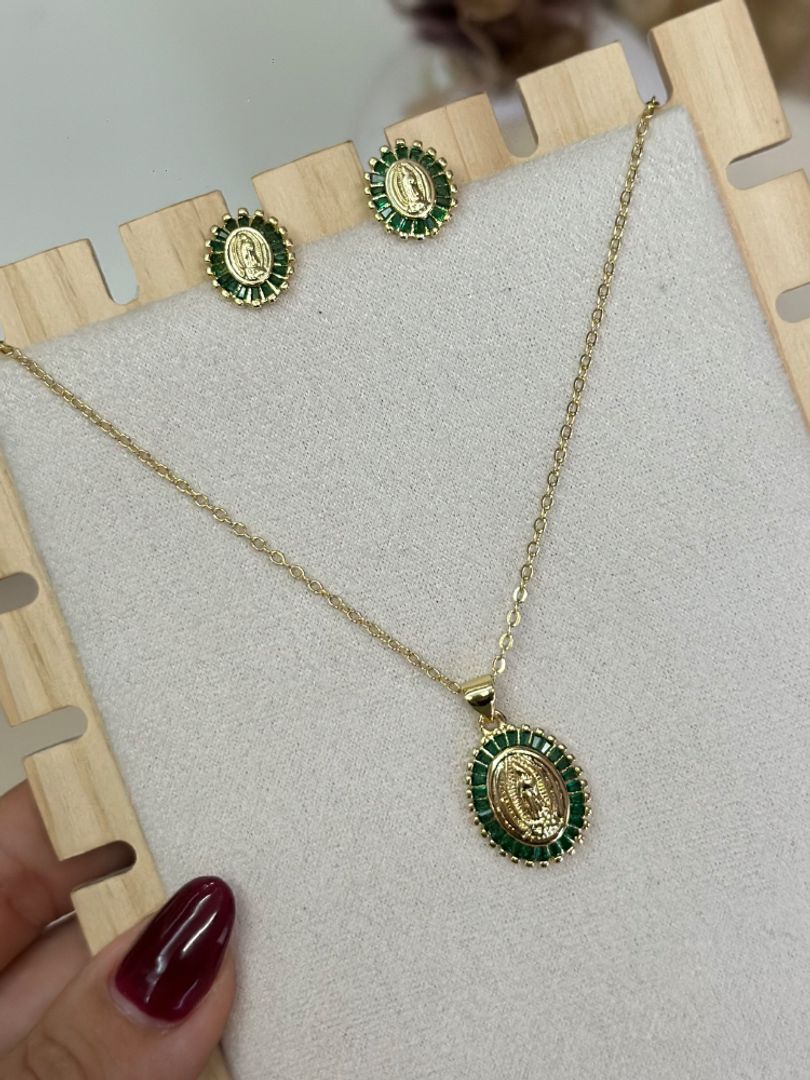 Set cadena y topo virgen esmeralda 