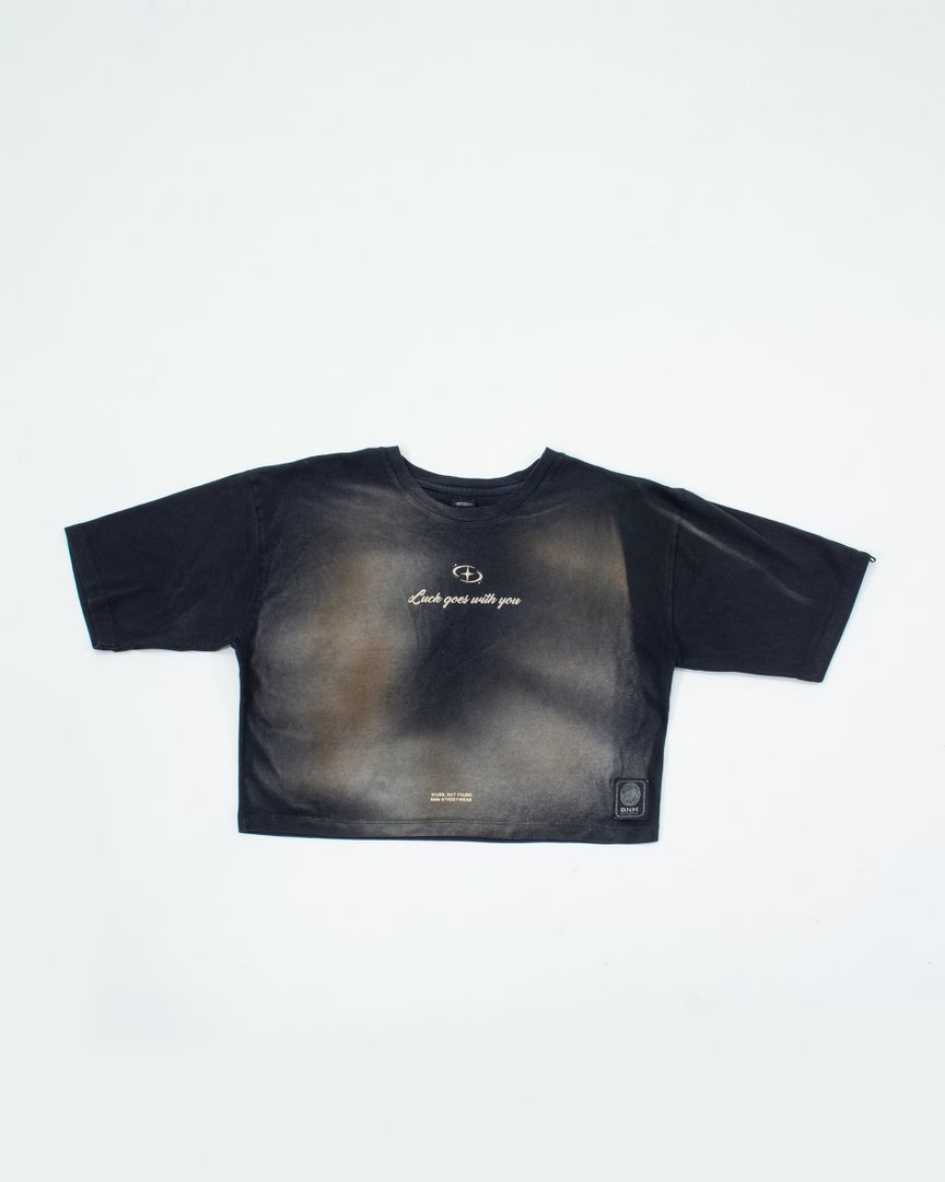 crop top mujer negro good luck collection 