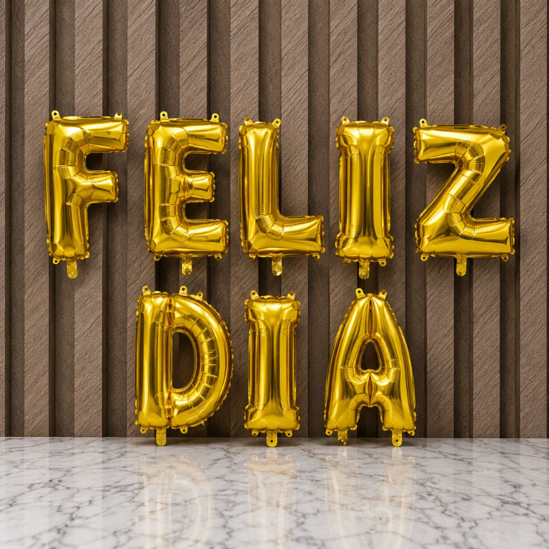 LETRERO METALIZADO  16' LETRA A LETRA FELIZ DIA SURTIDO