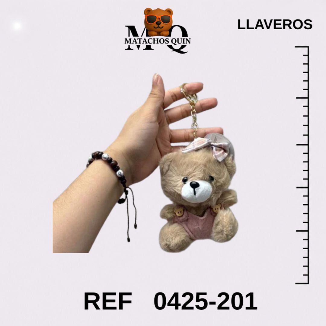 LLAVEROS DE OSITAS CON OVEROL Y MOÑO
