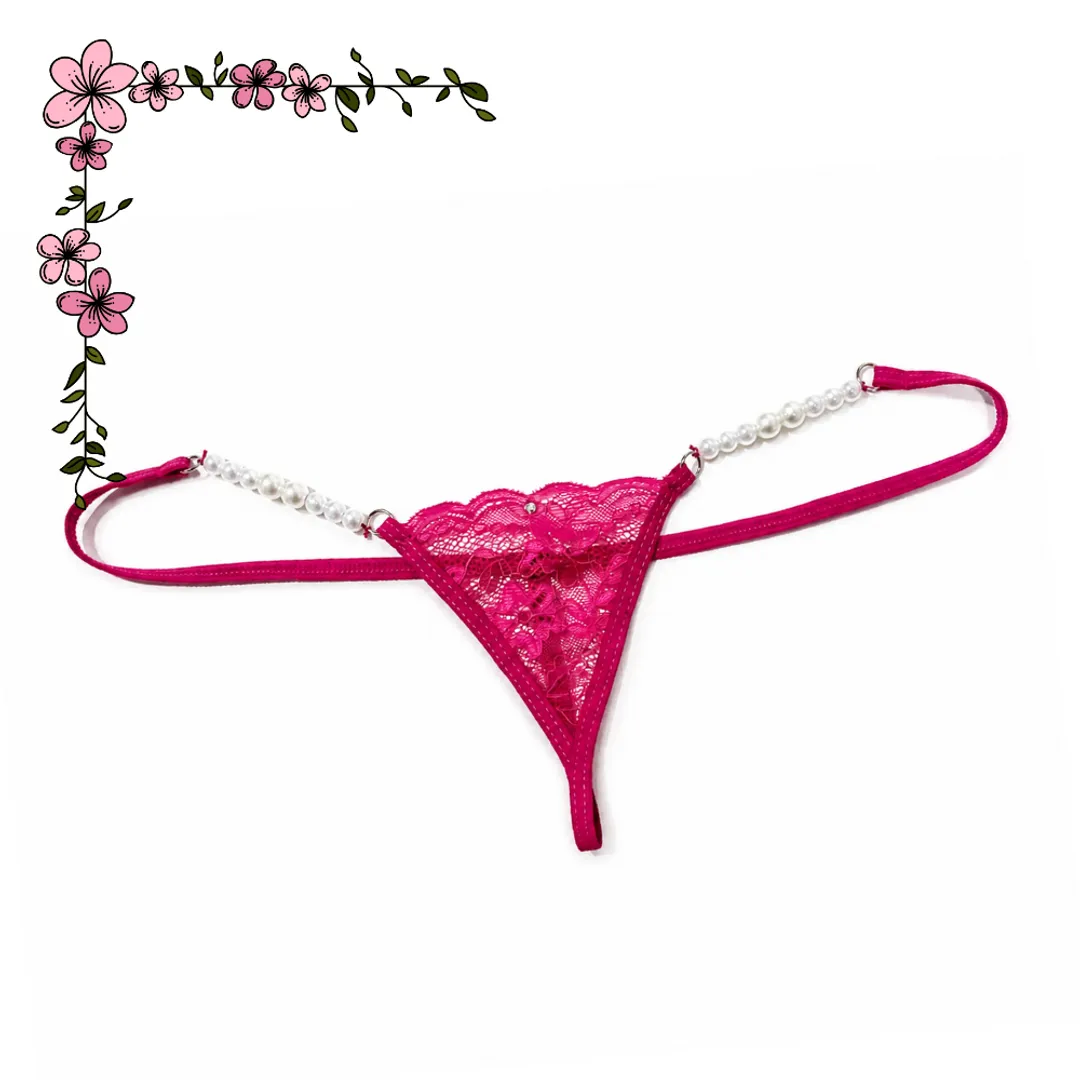 Micro Tanga hilo encaje perlas 