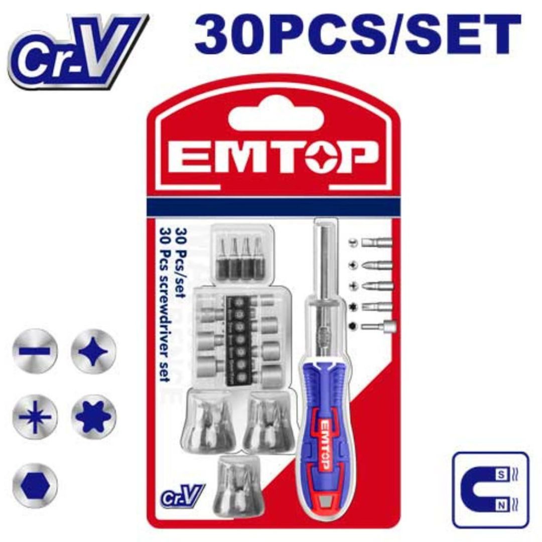 EMTOP DESTORNILLADOR CON RACHET SET 30PCS SUPER EMTOP
