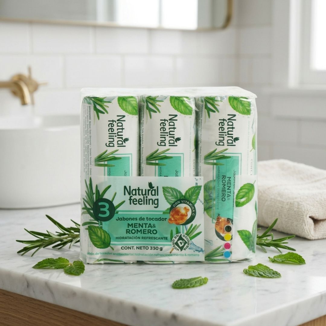 Jabón de Tocador Natural Feeling (Menta & Romero / Avena & Almendras) 3UND