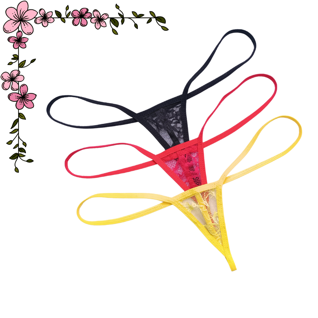 Kit x 3 Súper micro tanga hilo en encaje 