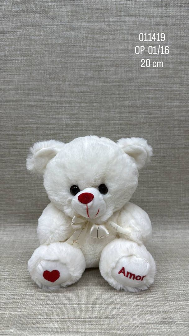 Oso blanco con cinta roja de 20 cm 