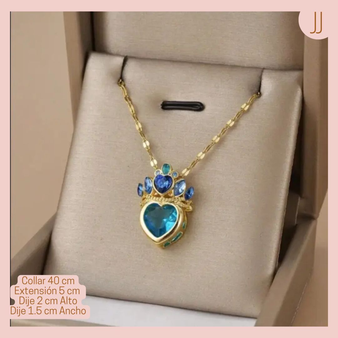 Collar Corazón Azul Acero Inoxidable