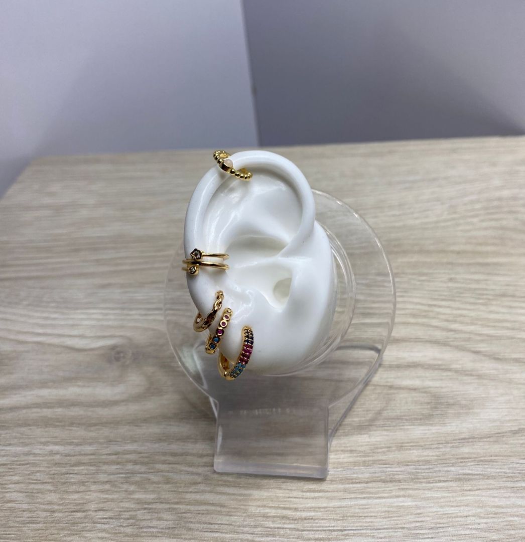 Diseño de candongas, pircing y earcuff, covergold 