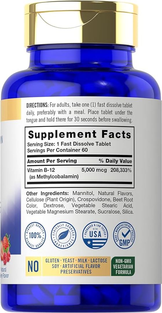 Metilcobalamina Vitamina B12 5000mcg 60 tab CARLYLE