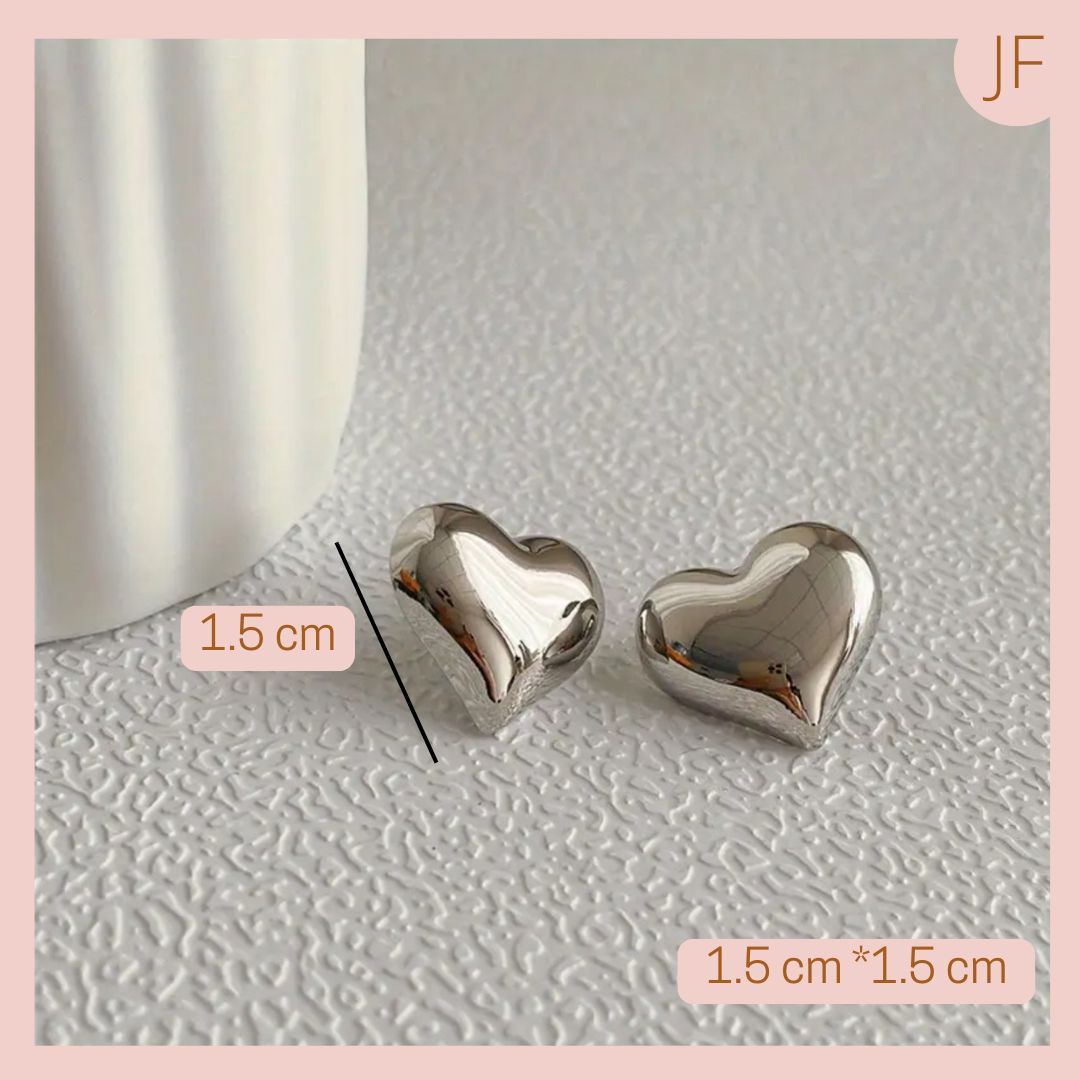 Aretes topo Corazón Plateados