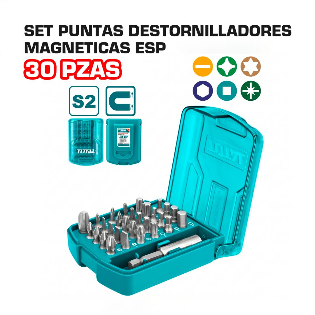 SET PUNTAS DESTORNILLADORES 30 PIEZAS MAGNETICAS ESP