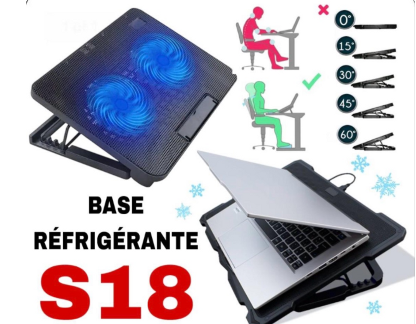 BASE PARA PORTATIL S18 4 VENTILADORES