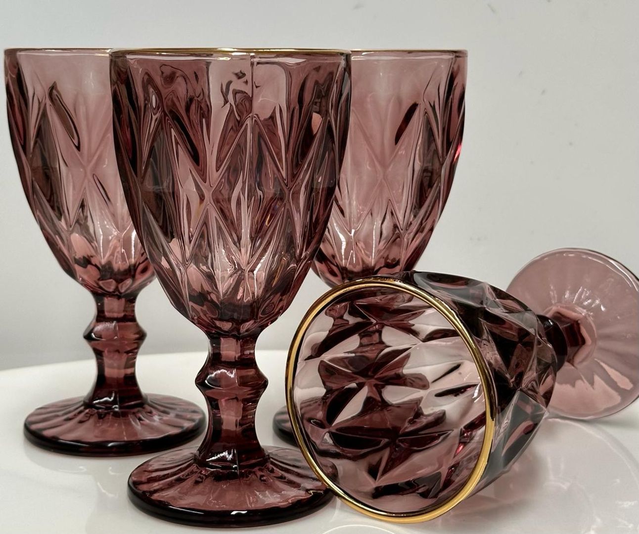 Copa ROMBO GRANDE Lavanda Orillo Dorado