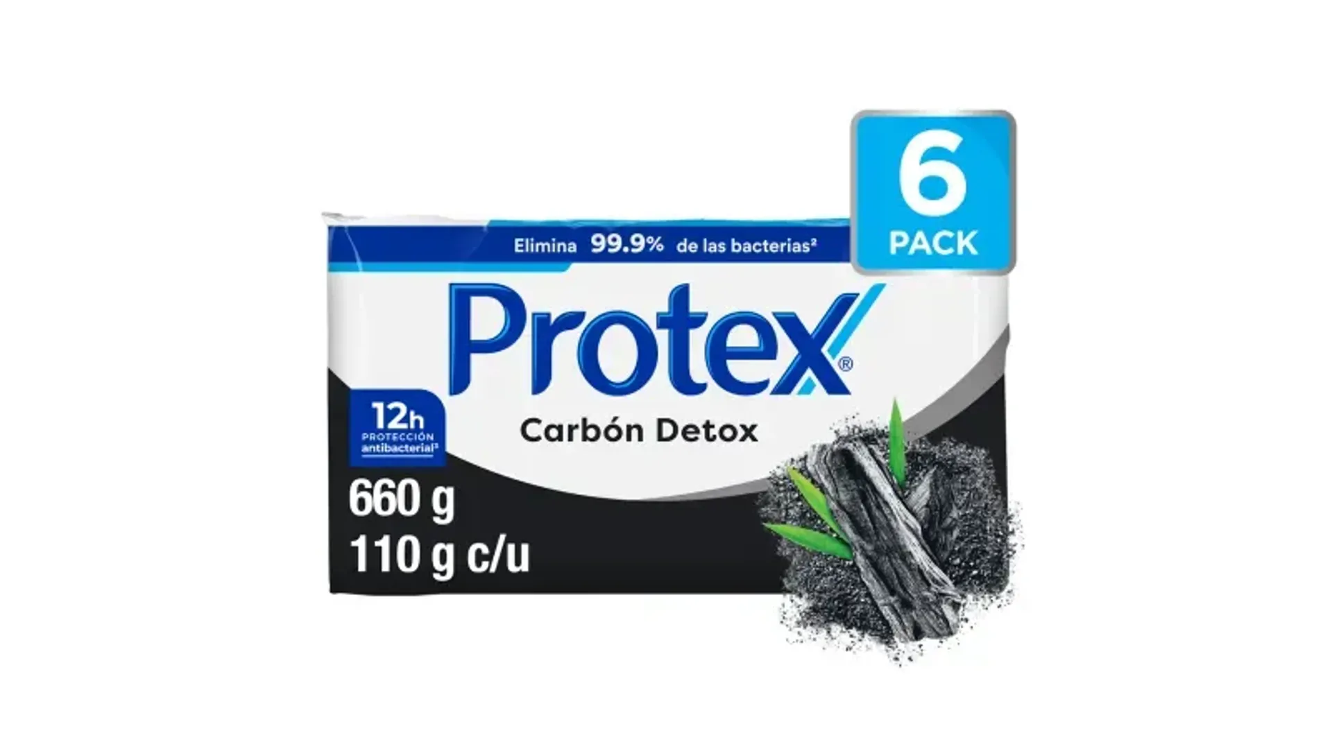 JABON PROTEX CARBON ACTIVADO DETOX X 110 GR PAQ X 6 UND
