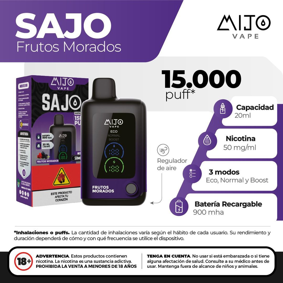 Vape Mijo Sajo Frutos Morados 15.000 Puffs