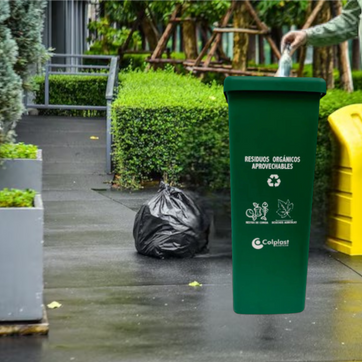 Imagen del producto PAPELERA 55 LTS TAPA PLANA VERDE-CLP