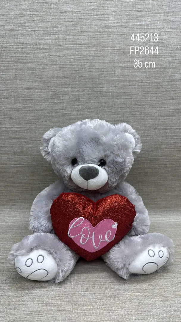 OSO GRIS CON CORAZON LOVE DE 35 CM 