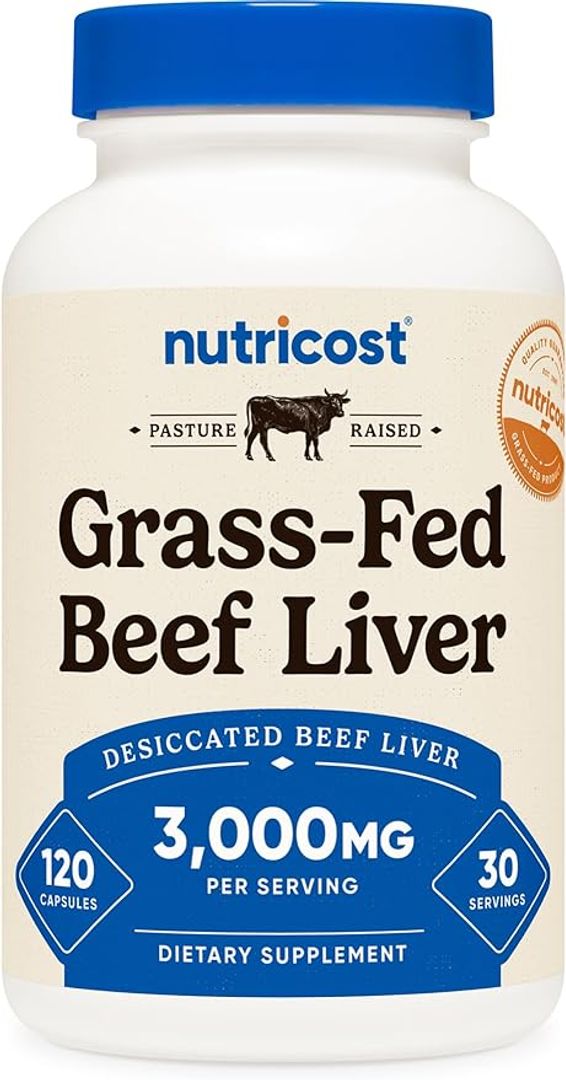 Hígado de res desecado 750 mg por cápsula 120 cap NUTRICOST