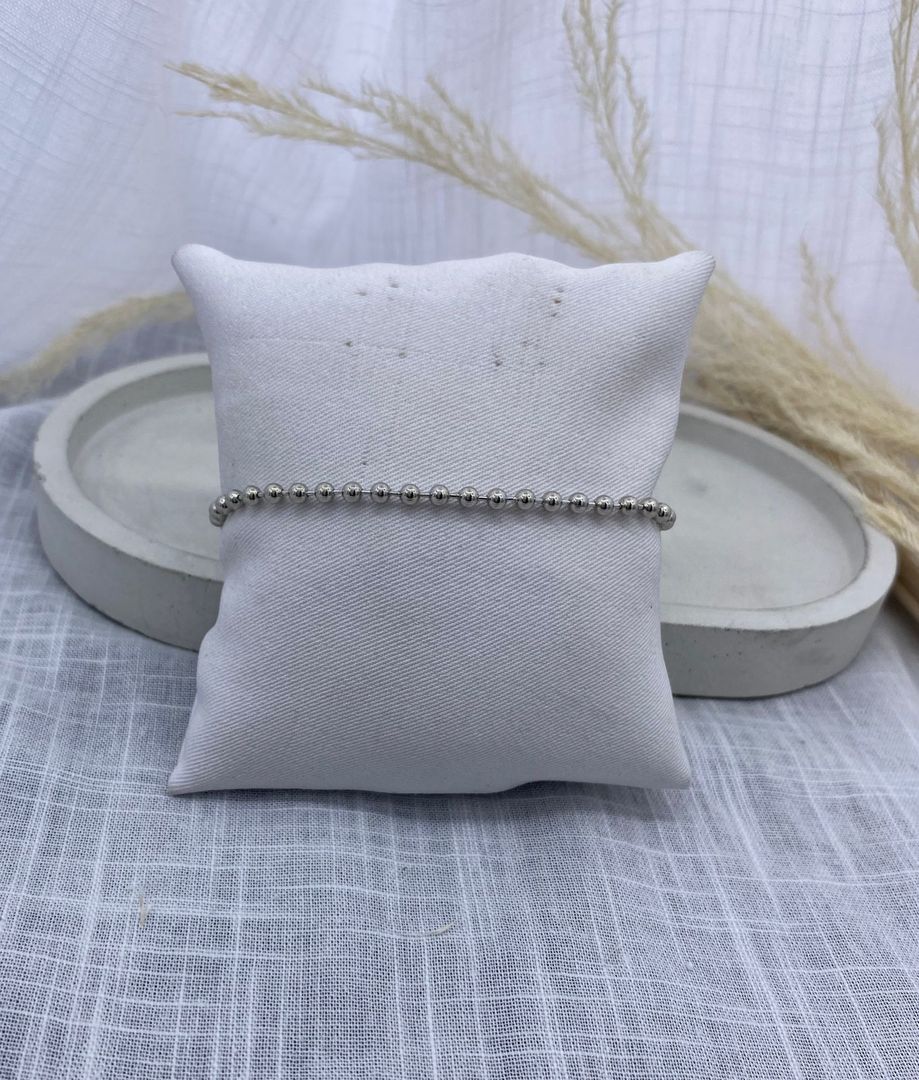 Pulsera perla, pequeña, plateada, covergold 