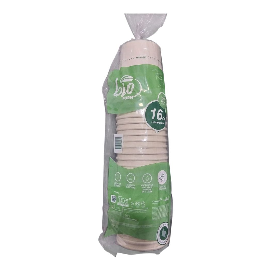    Q. CONTENEDOR 16 OZ BIOFORM CARTON PAQ X 25 UND 