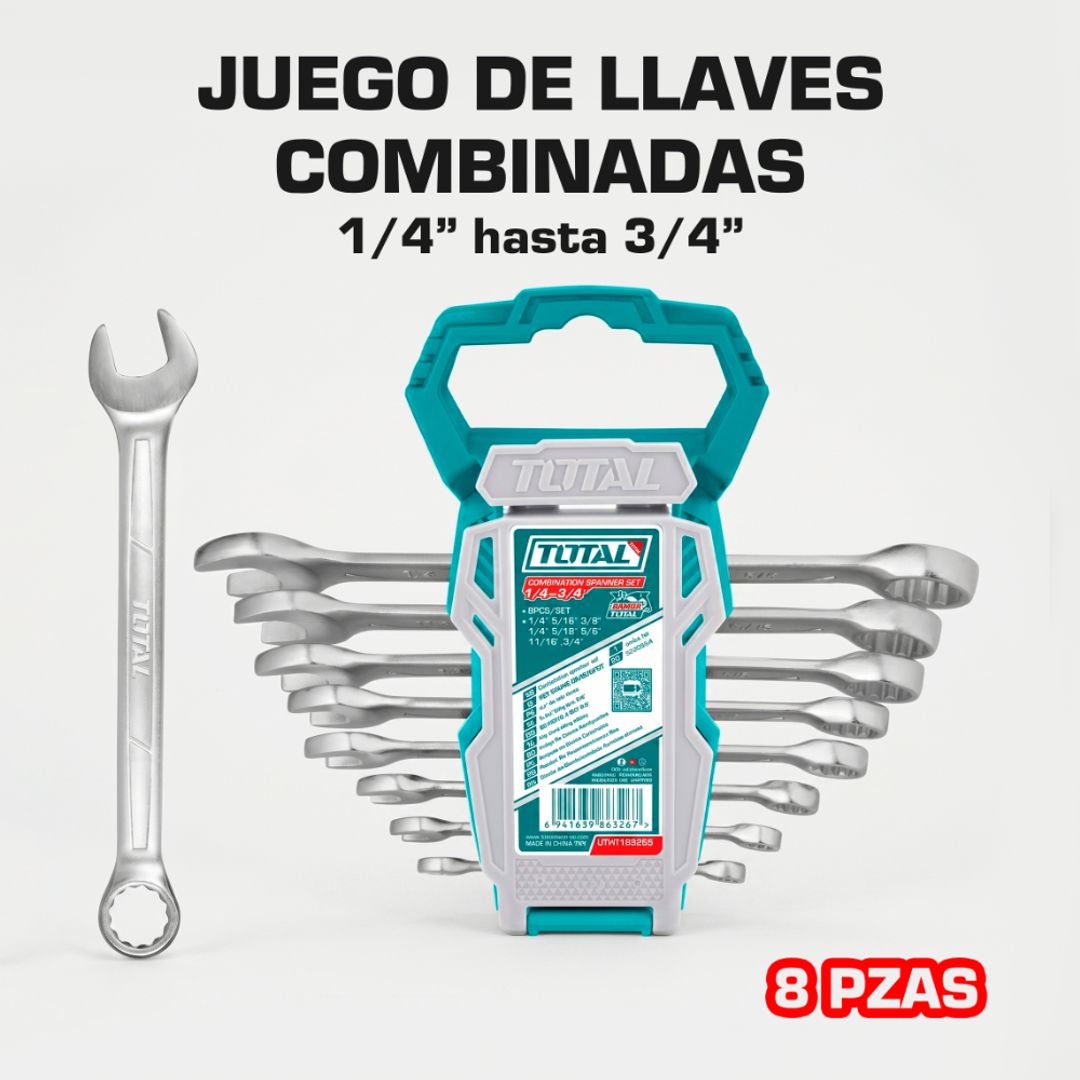 LLAVE COMBINADA 8 PIEZAS PULGADAS
