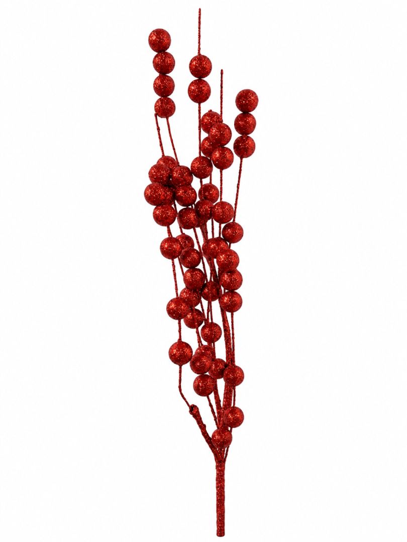 ESPIGA DE PEPAS ROJAS ESCARCHADA