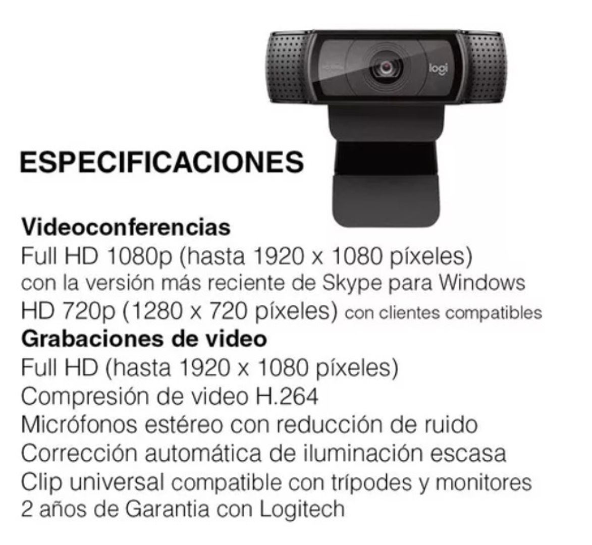 Cámara Web Logitech C920s Pro Full HD