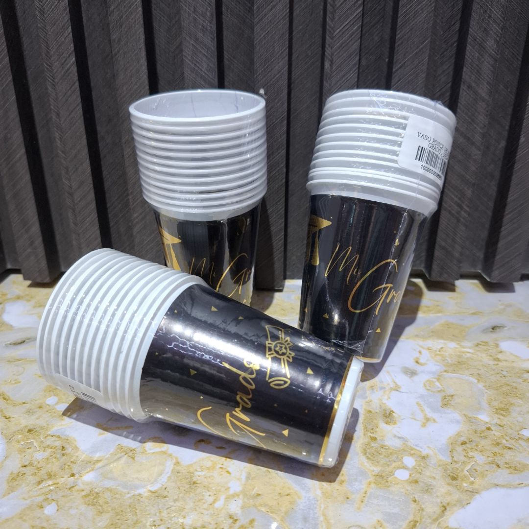 VASO X12 UND GRADO NEGRO/DORADO