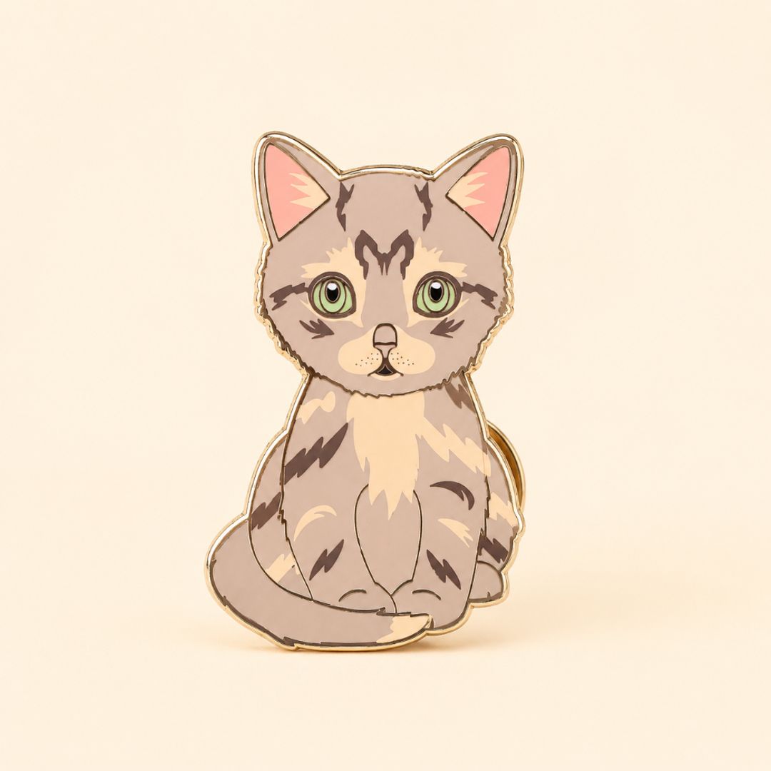 PIN GATO BEIGE ATIGRADO