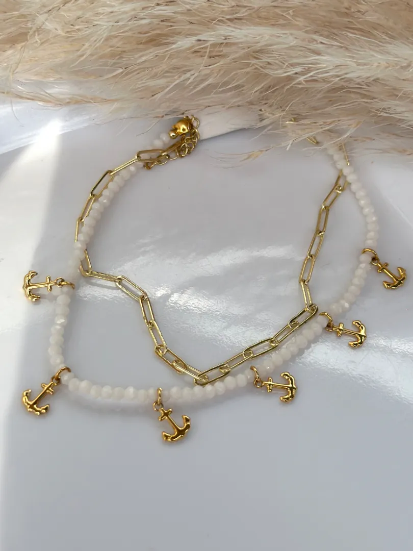 Tobillera murano ancla 