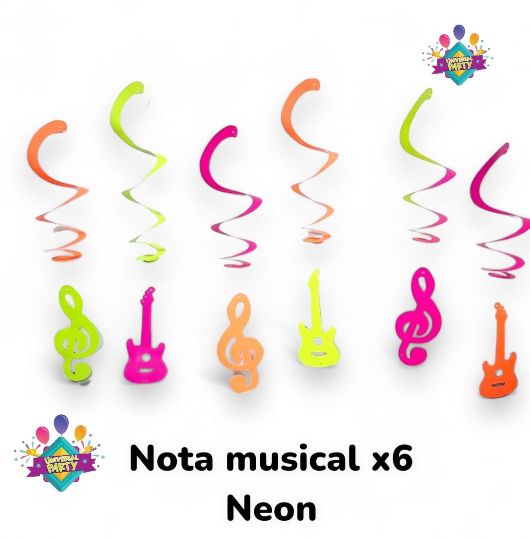 ESPIRAL NOTA MUSICAL NEÓN X 6 UNI