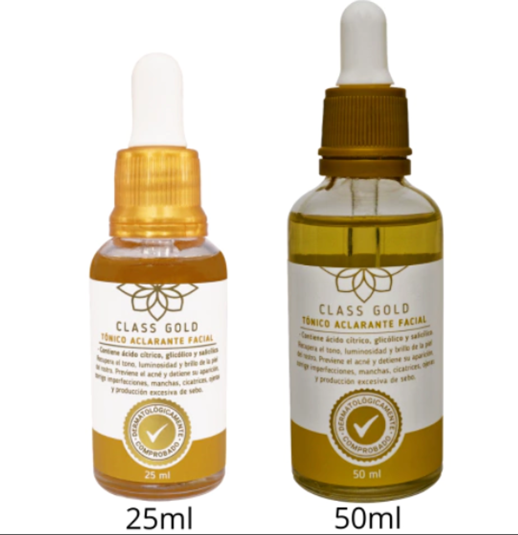 TÓNICO ACLARANTE CLASS GOLD PARA EL ROSTRO 25ML Ó 50ML