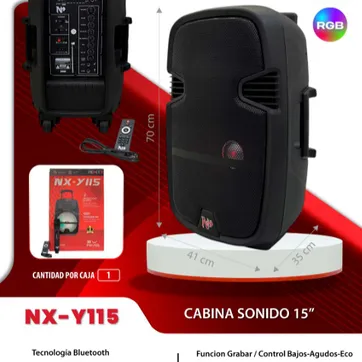 CABINA PARLANTE DE 15 PULGADAS RECARGABLE LUCES LED NX-Y115 - imagen 1