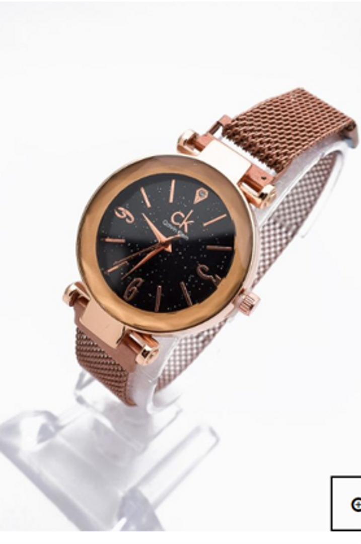 RELOJ  METALICO IMANTADO COLOR ORO ROSA