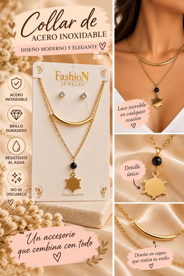Collar doble en acero inoxidable 