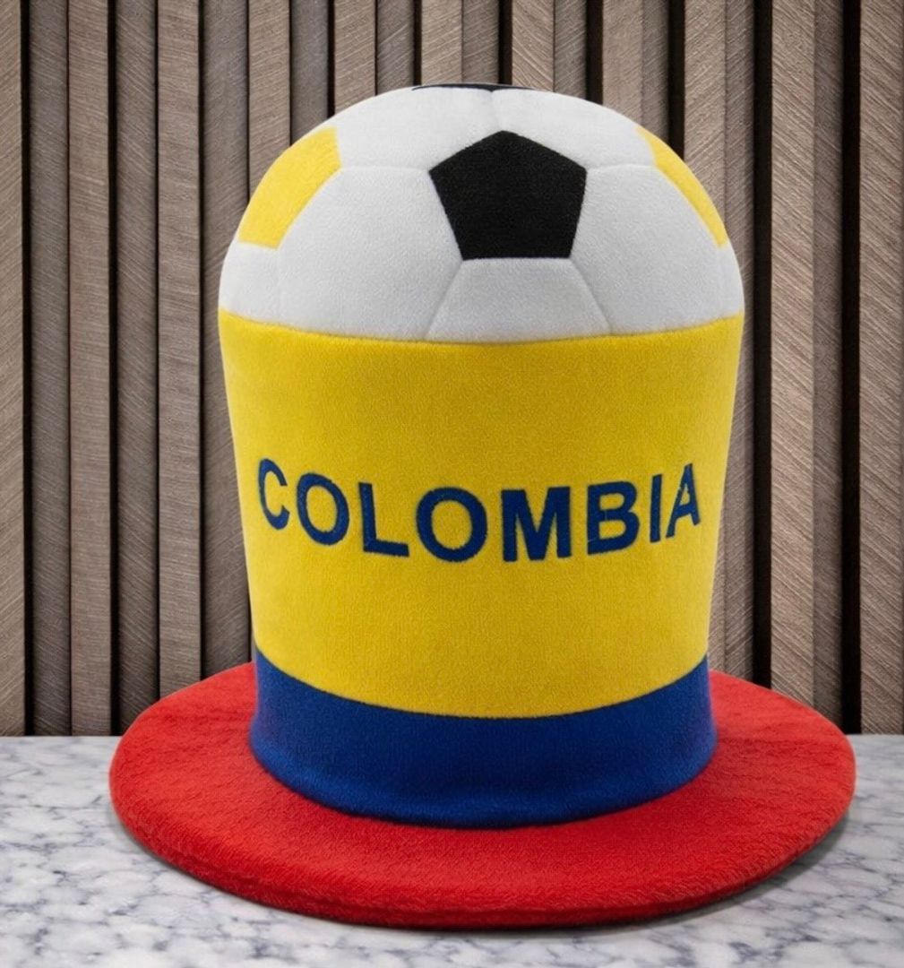 SOMBRERO LARGO DE FUTBOL BALÓN BANDERA DE COLOMBIA