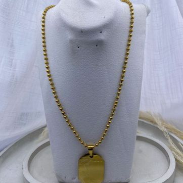 Imagen del producto Cadena con placa, dorada, acero 
