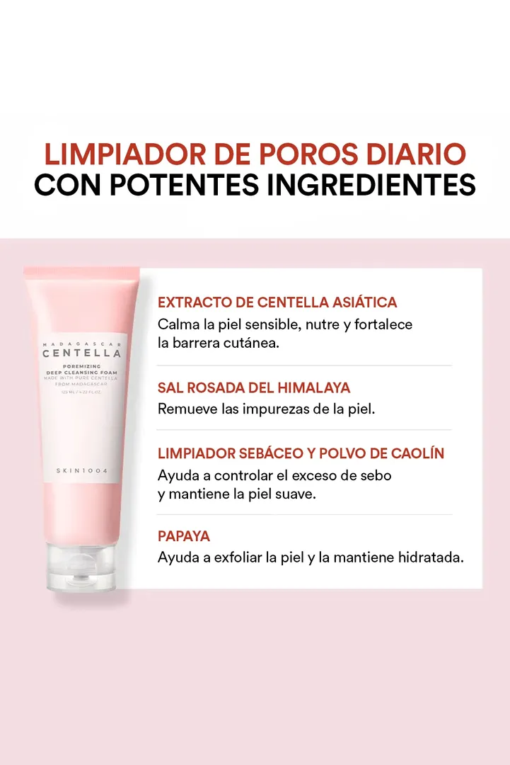 LIMPIADOR FACIAL POREMIZING DEEP CLEANSING FOAM MADAGASCAR CENTELLA 125ML SKIN1004