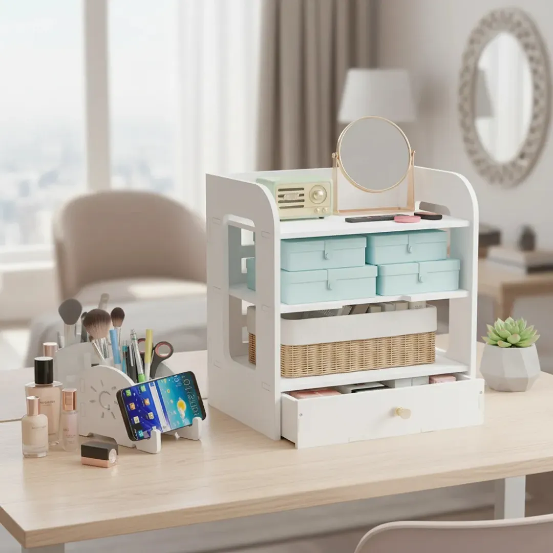 ORGANIZADOR ESCRITORIO ESTANTE CON CAJON 4 NIVELES PRLA-993  