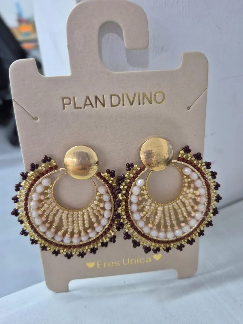 Arete Aro Abanico Mostacilla Murano
