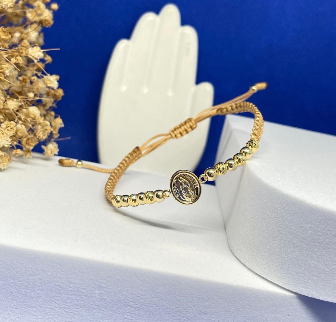 Pulsera virgen guadalupe ovalada balin 4mm liso e italy