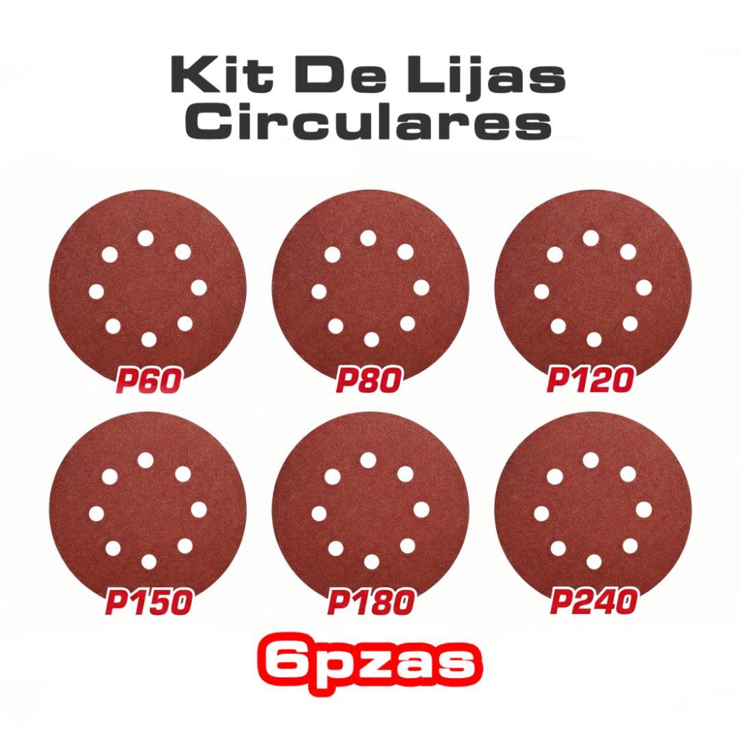 JUEGO DE LIJAS CIRCULARES DE 225MM 6 PIEZAS