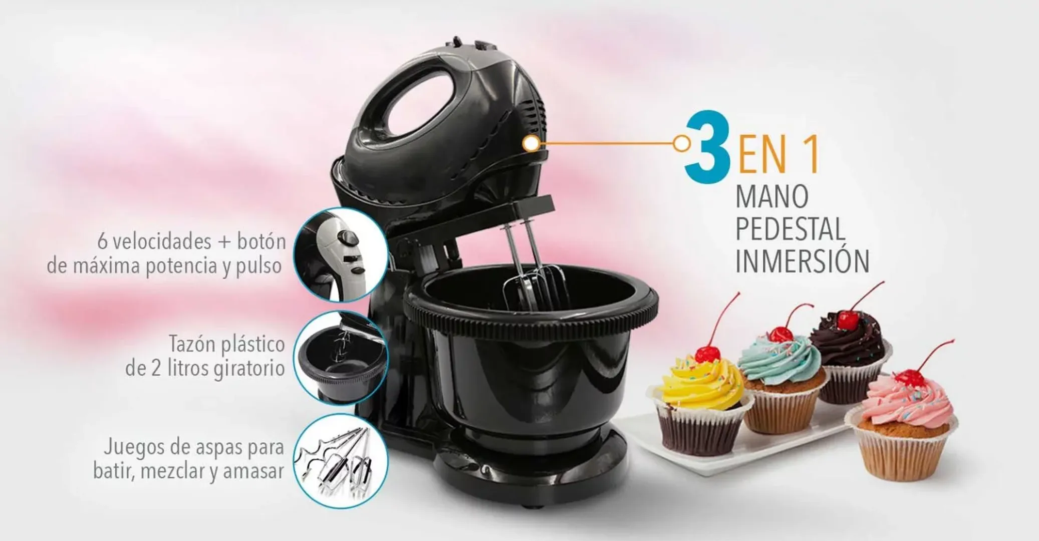 BATIDORA MULTI MIXER 3EN 1 HOME ELEMENTS HE-504E